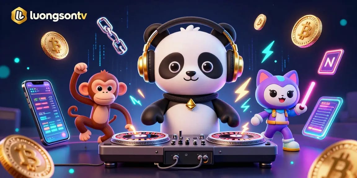 Experience the thrill of gambling on luongsontv with an ultra-detailed scene of a DJ panda and friends.