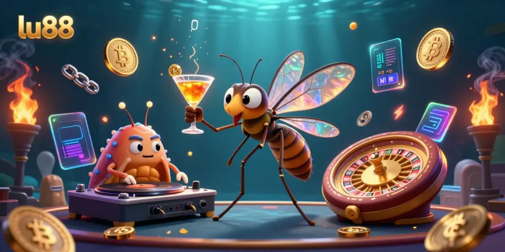 Engage with lu88’s dynamic casino culture portrayed in 3D art featuring a lively mascot and virtual gaming elements.
