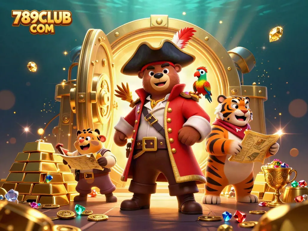 Experience the excitement of 789CLUB COM through this vibrant illustration, showcasing thrilling pirate-themed casino adventures.