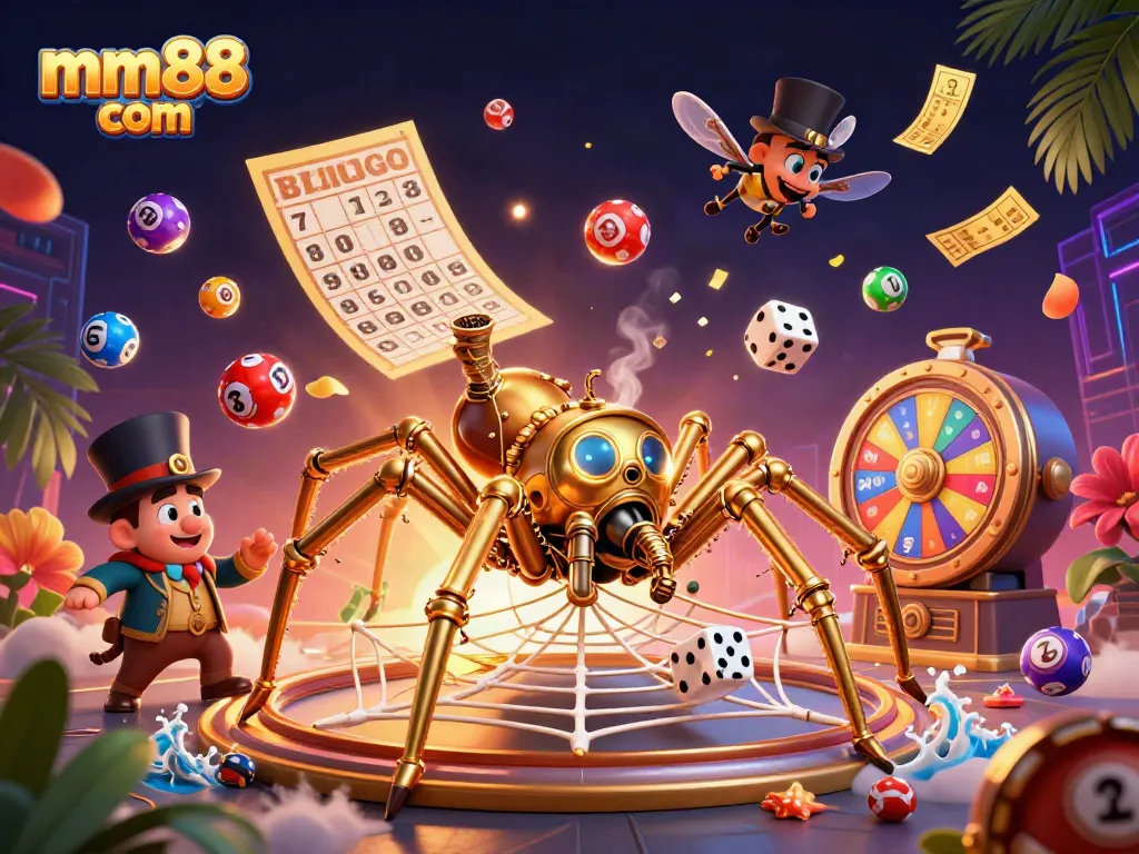 Catch exciting moments at mm88 com with vibrant lottery balls and golden casino elements