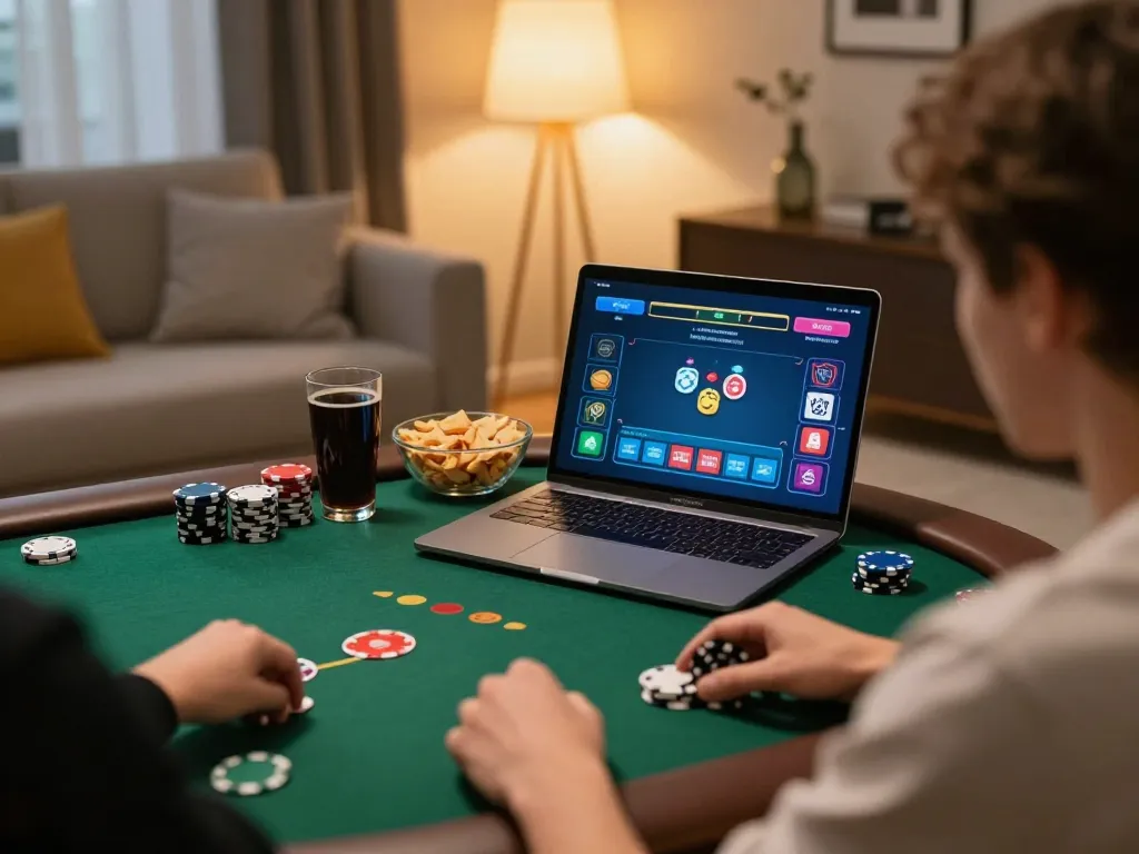 Engaging in strategic gameplay at nhà cái MM88 in a cozy online casino setting.