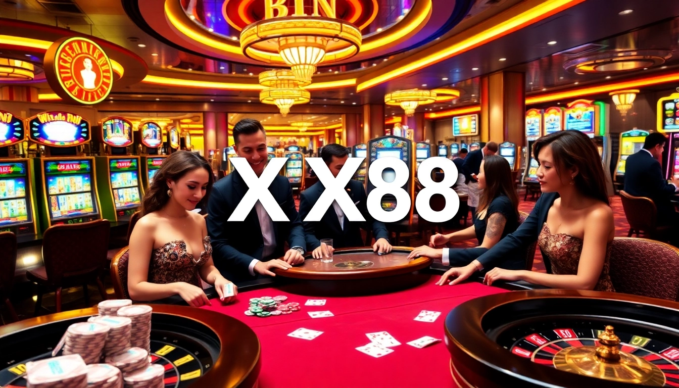 Experience the thrilling action of gambling at XX88 with vibrant casino visuals.