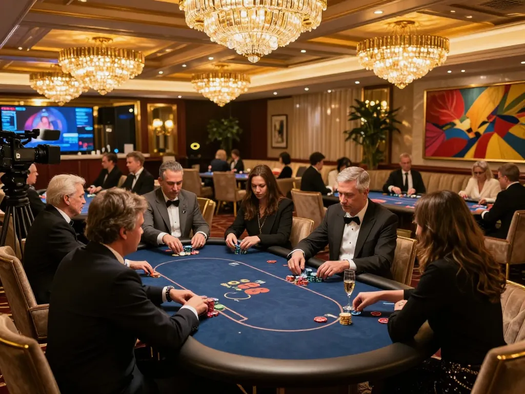 Engage in SC88 VIP poker experience in an upscale casino with elegant players and luxurious ambiance.