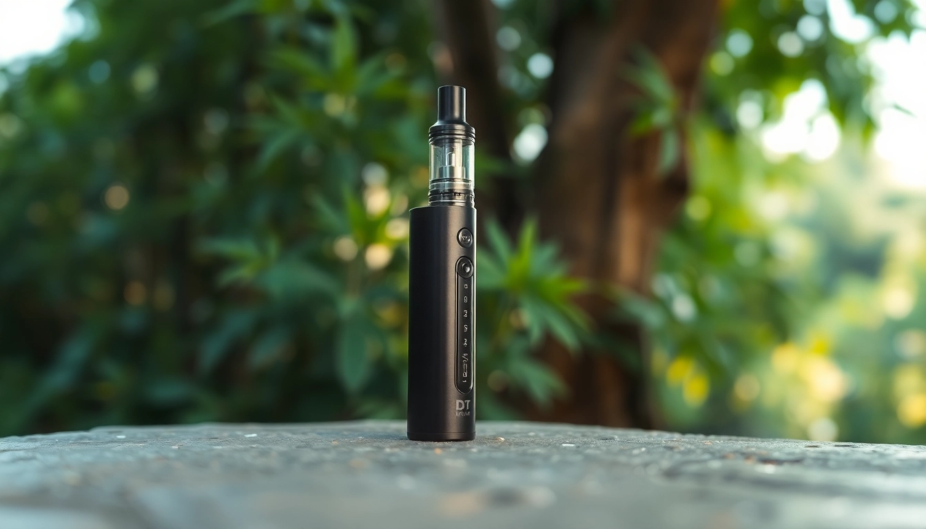 Find where to buy dmt with a close-up of a DMT vape pen in a nature-inspired setting.