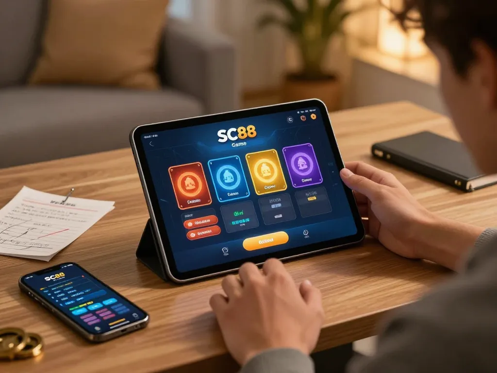 Player exploring the SC88 Game app on a tablet for an engaging online casino experience