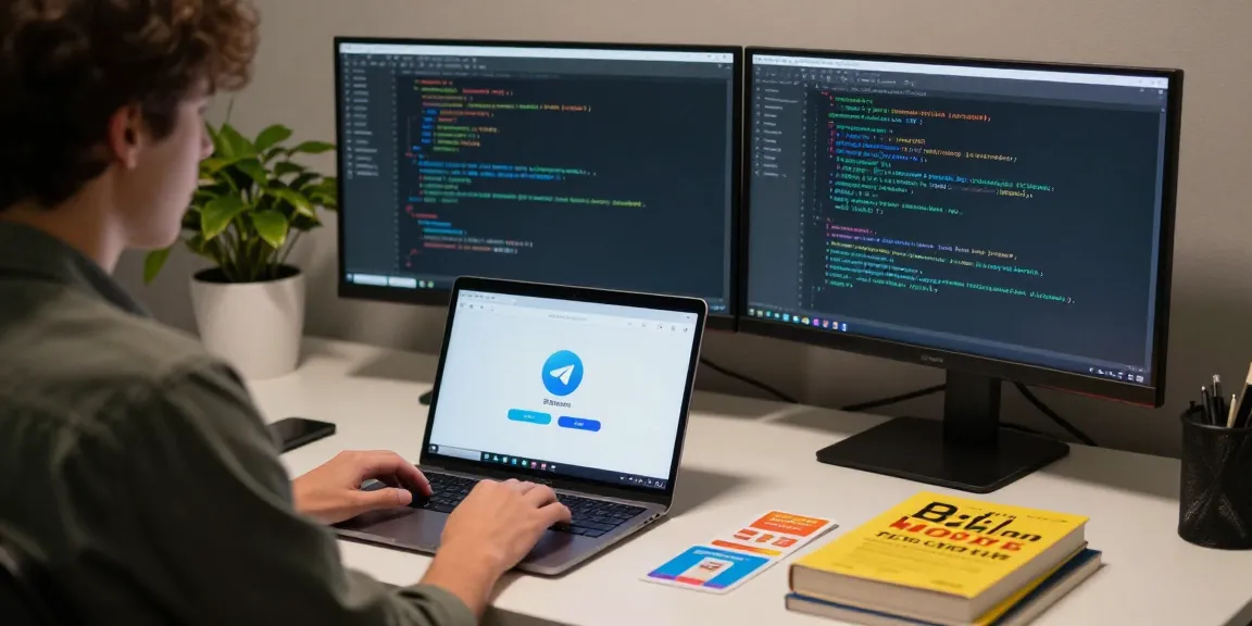 Setting up Telegram Chinese language settings in a modern tech workspace with resources.