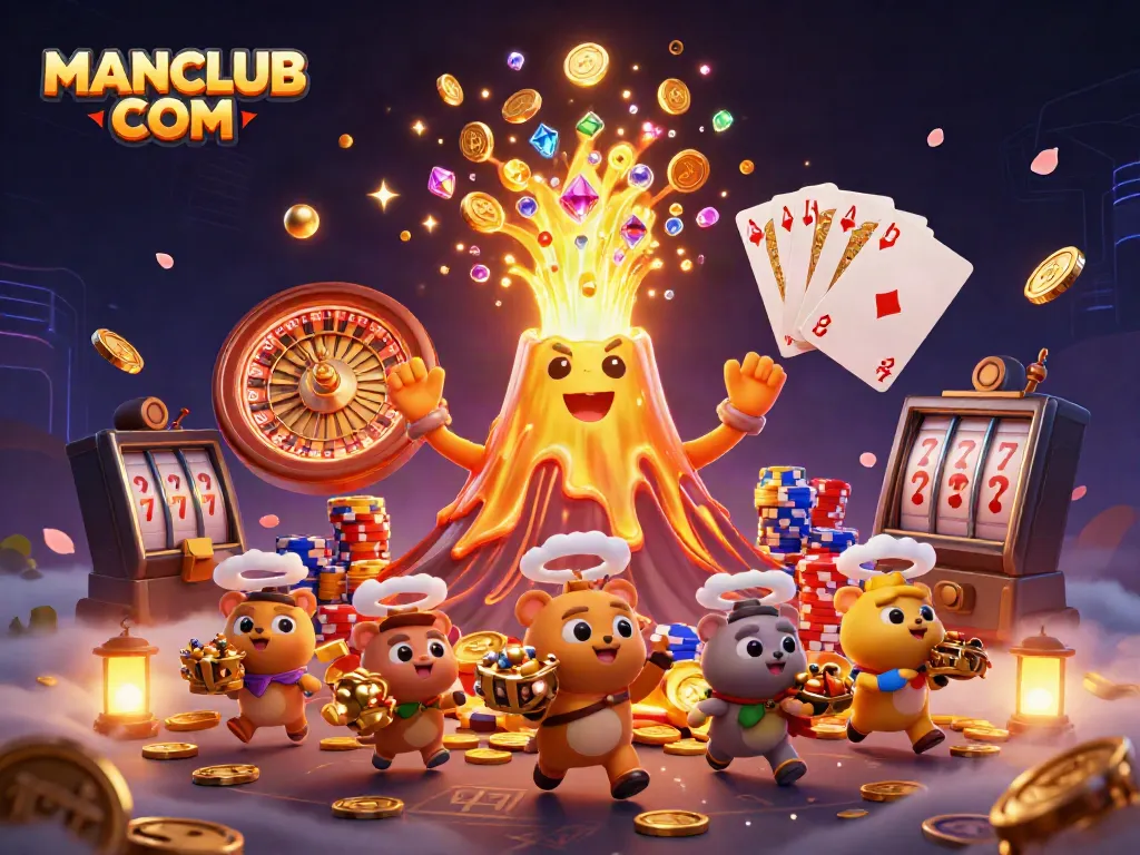 Experience thrilling adventures at MANCLUB COM with this vibrant 3D casino illustration full of excitement.