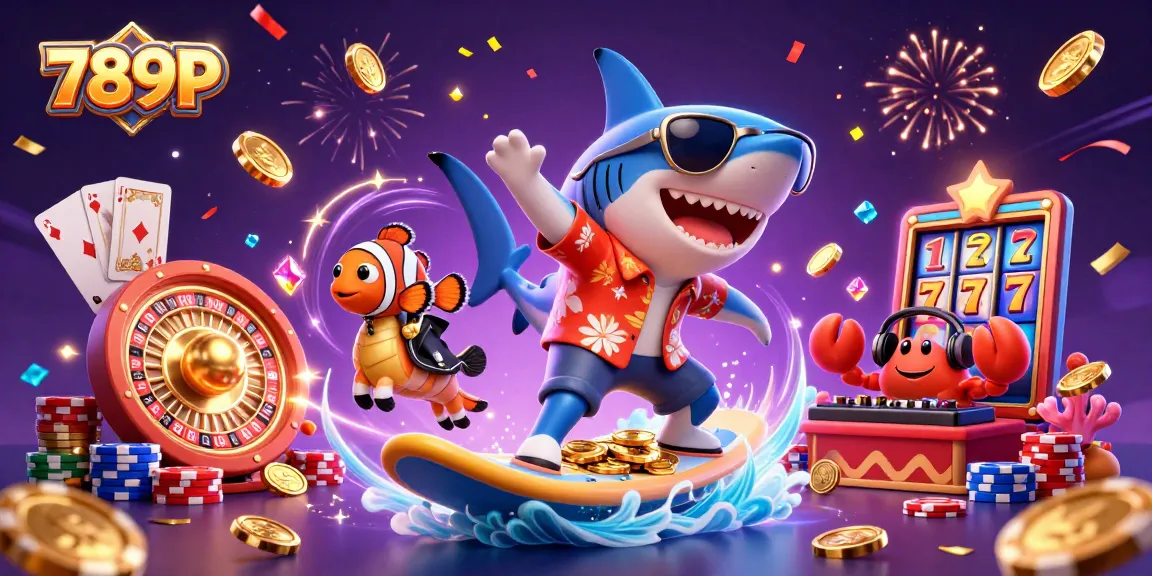 Experience vibrant gaming excitement with 789P's dynamic casino illustration full of thrilling elements.