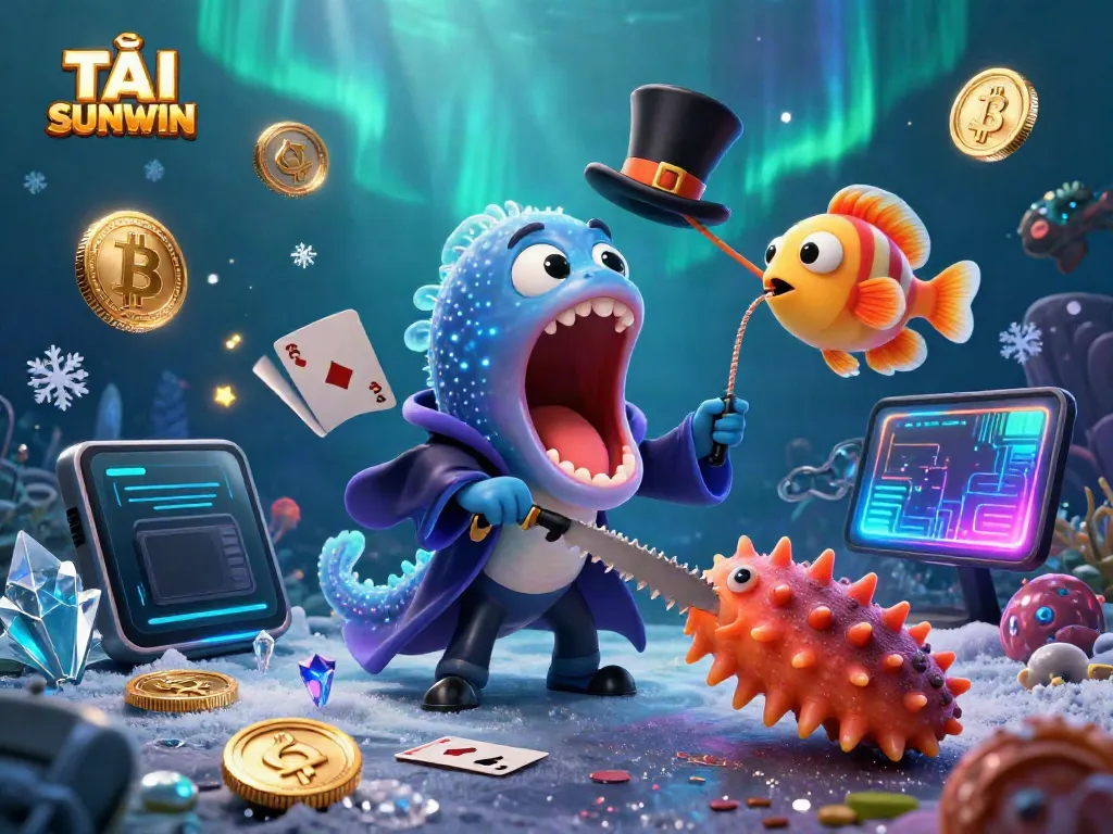 TẢI SUNWIN and enjoy thrilling gameplay with a vibrant underwater casino scene featuring unique characters.