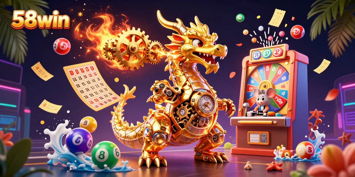 Experience thrilling gameplay with 58win featuring colorful lottery elements and vibrant casino icons.