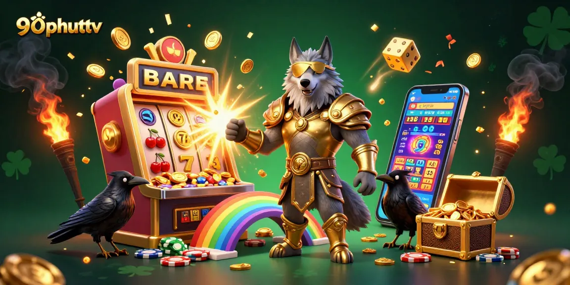 Experience thrilling moments at 90phuttv with vibrant symbols, golden treasures, and dynamic casino excitement.