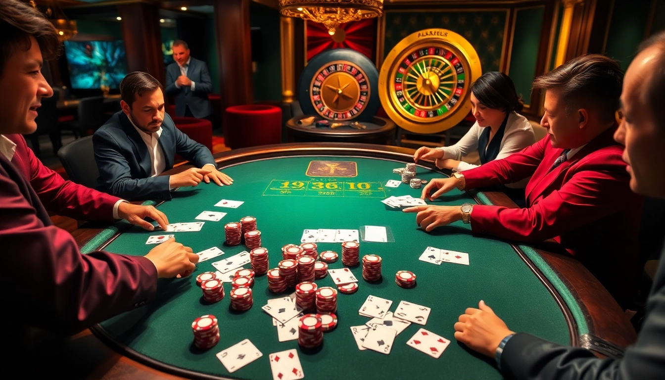Experience intense poker action at vin88 chính thức, showcasing vibrant casino gaming elements.