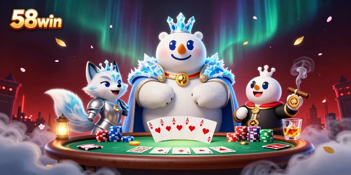 Engage with 58win’s exciting casino scene showcasing vibrant poker elements and enchanting characters.